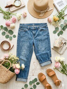 LOFT Blue Boyfriend Ankle Jeans | 10 | Vintage Style | High-Rise | Relaxed